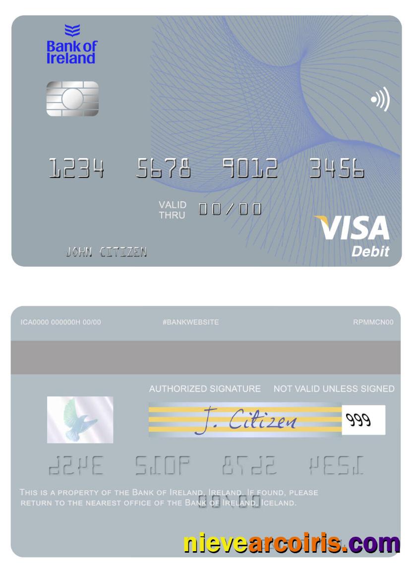 Ireland Bank of Ireland visa debit card